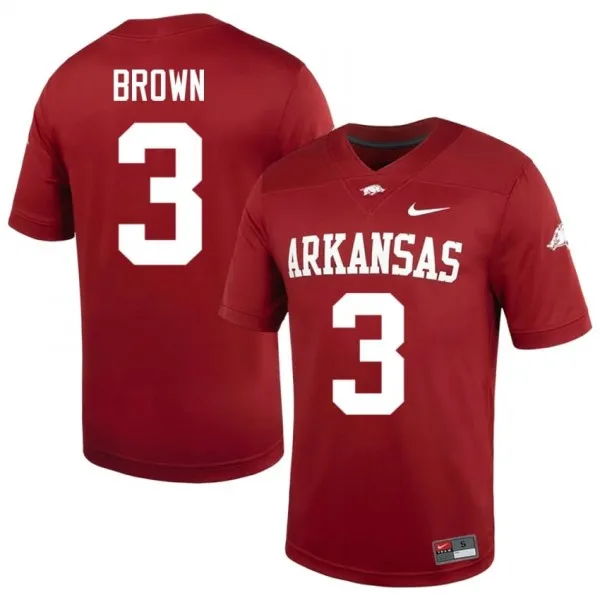 UARK Hogs CJ Brown #3 Cardinal Jersey | Fresh Stitched High School Football Men Apparel 41817457