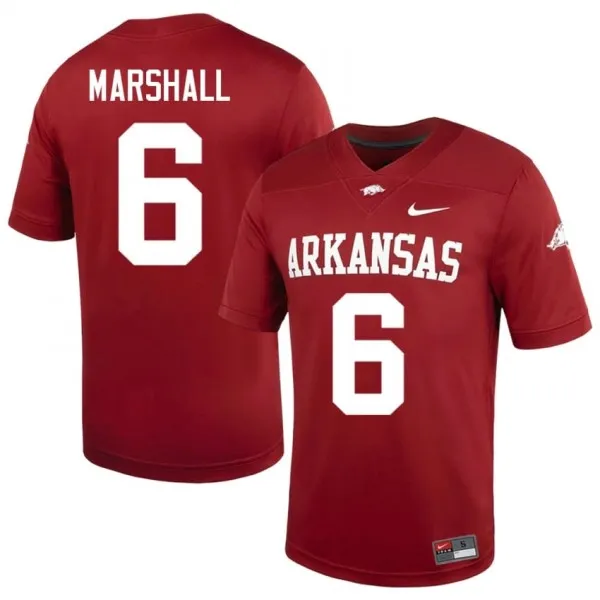 UARK Hogs Chris Marshall #6 Cardinal Jersey | Elite Stitched Player Football Men Apparel 98818252